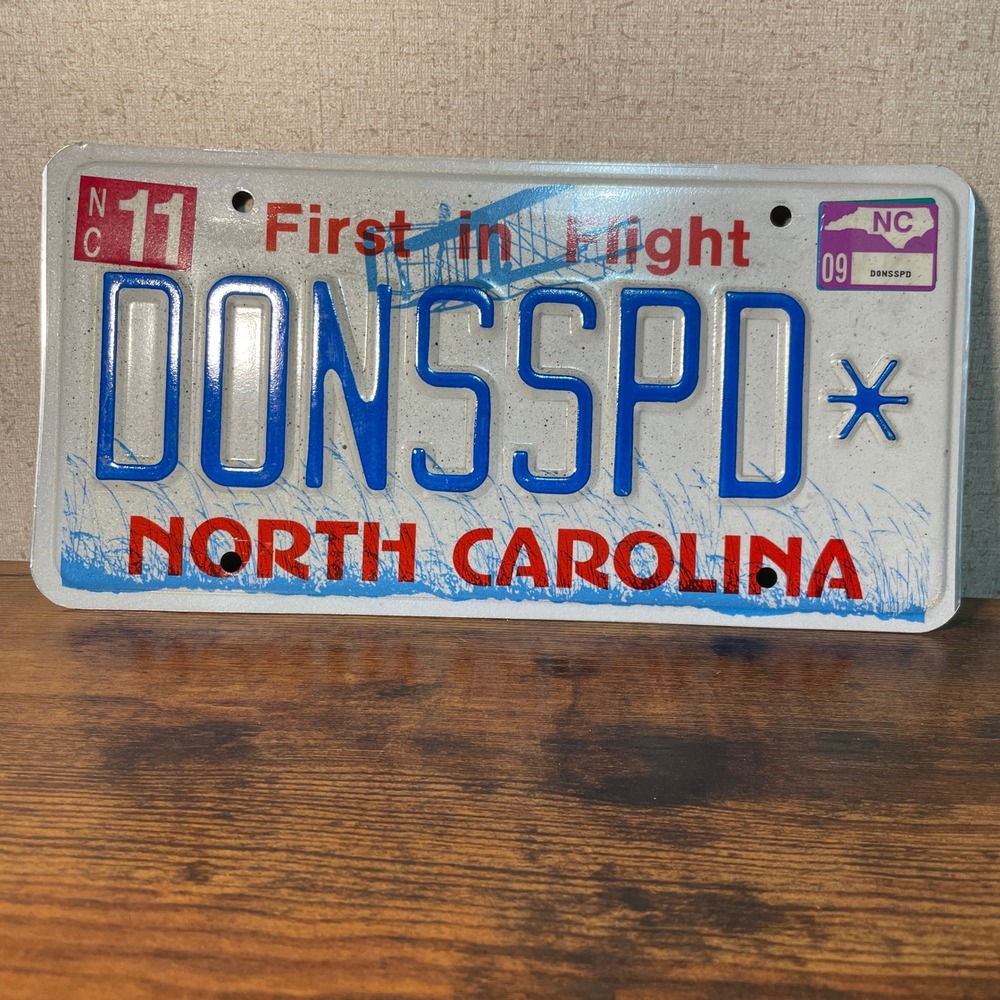 North Carolina NC Vanity License Plate DONSSPD* Don's Speed custom collectible